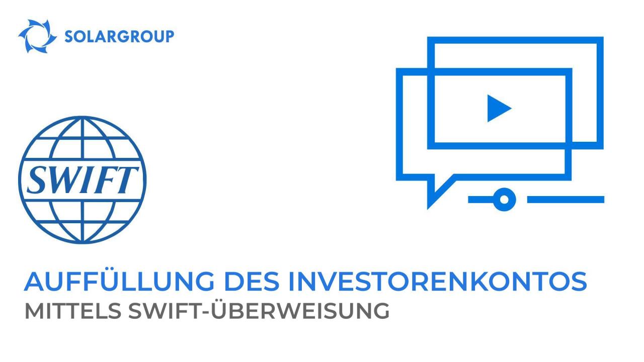 Wie kann man das Hauptkonto des Investors mittels SWIFT-Überweisung auffüllen?