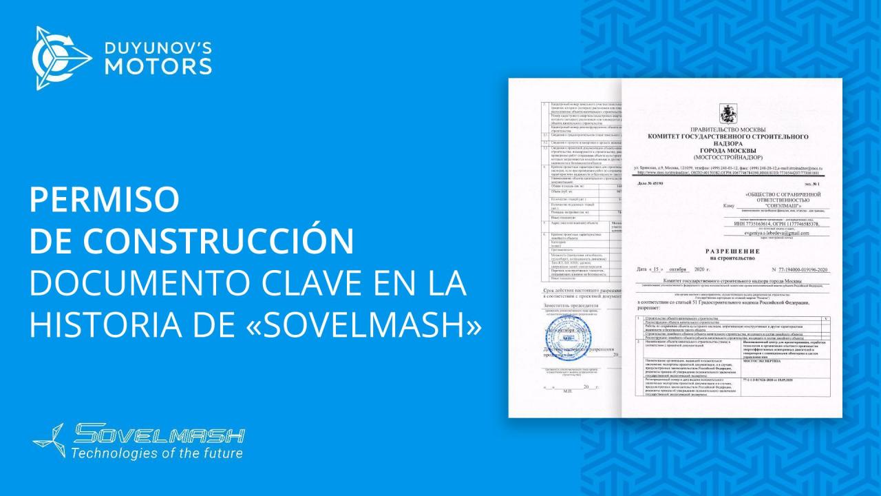 El permiso de construcción es un documento clave en la historia de "SovElMash"