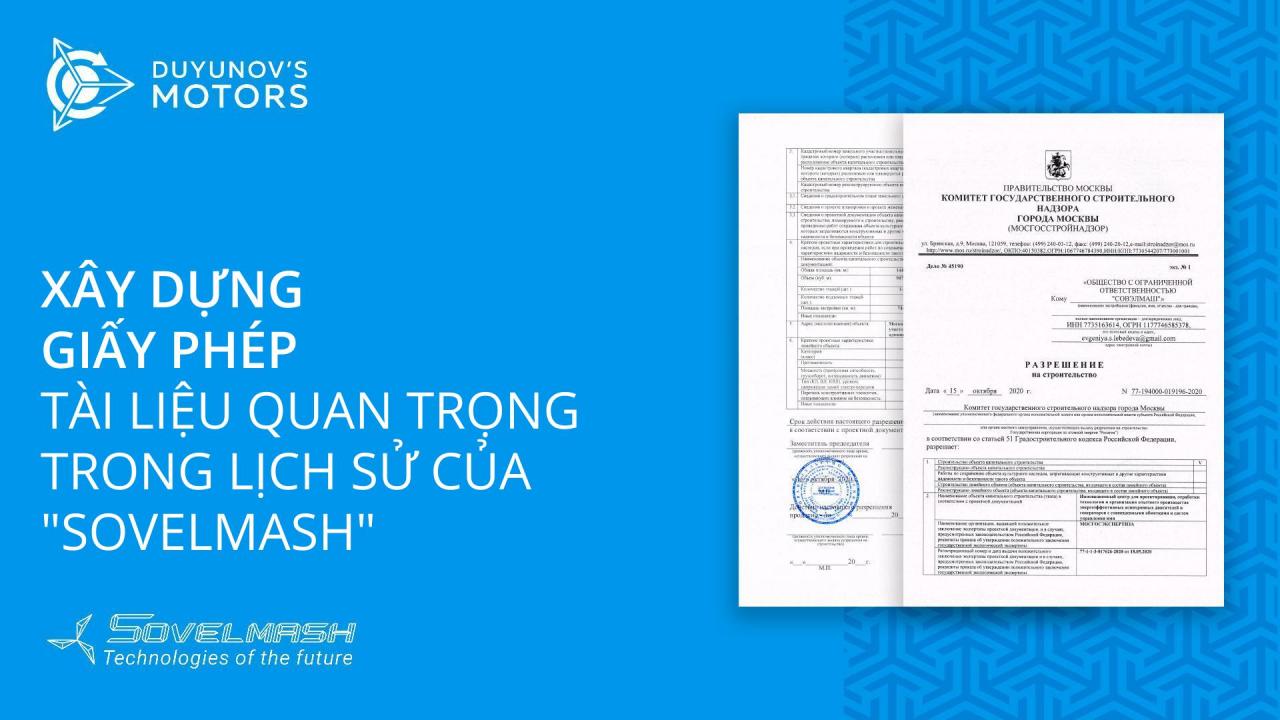 Giấy phép xây dựng là tài liệu quan trọng trong lịch sử của "SovElMash"