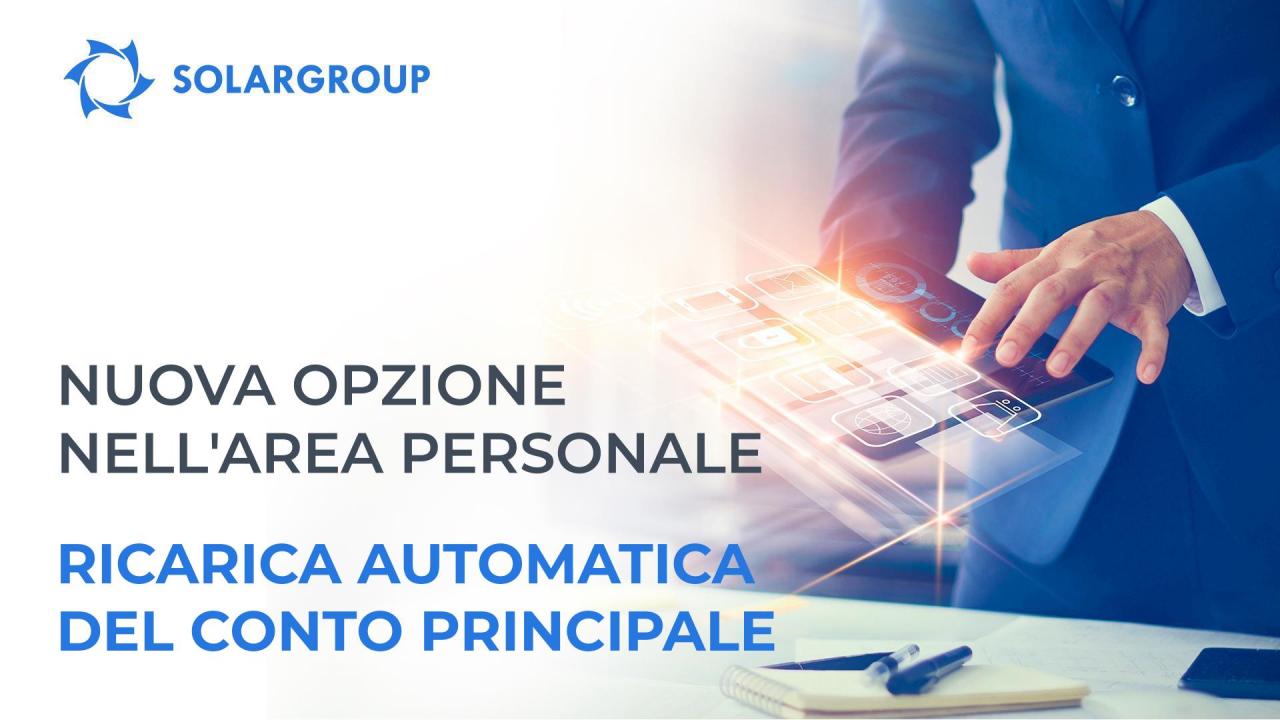 Nuova opzione nell'area personale: Ricarica automatica del conto principale