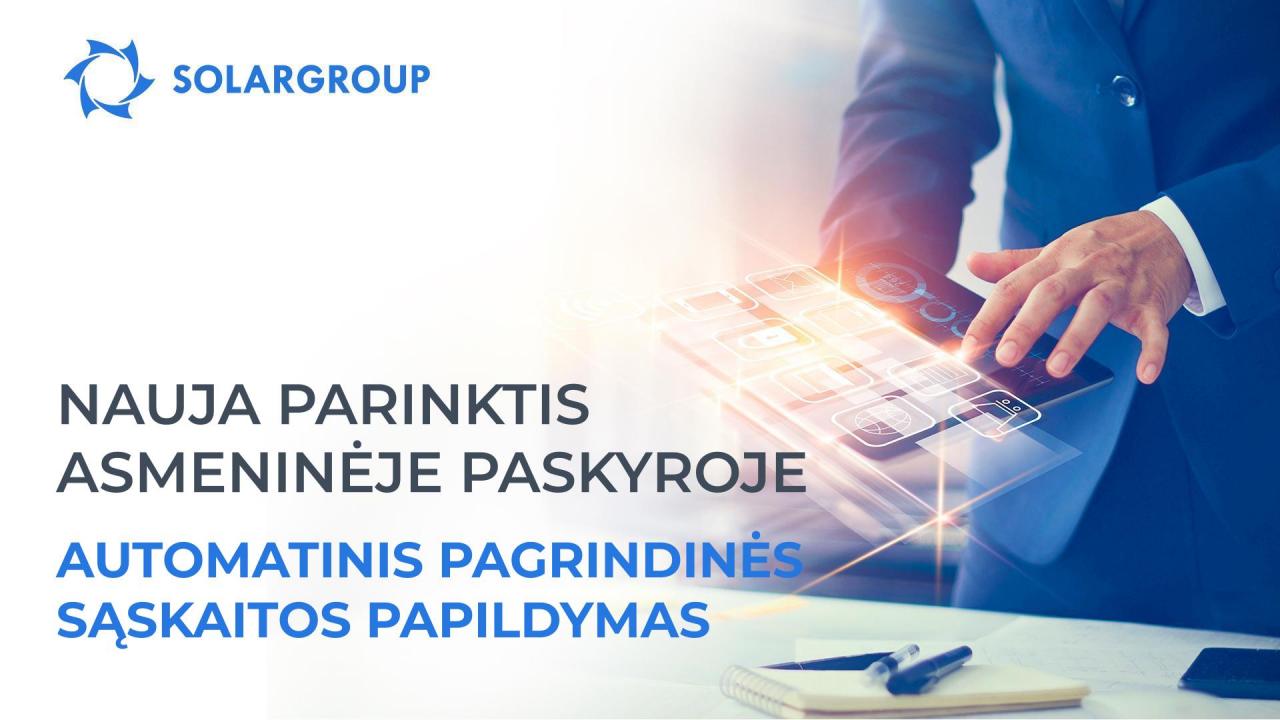 Automatinis pagrindinės sąskaitos papildymas: nauja asmeninės paskyros parinktis