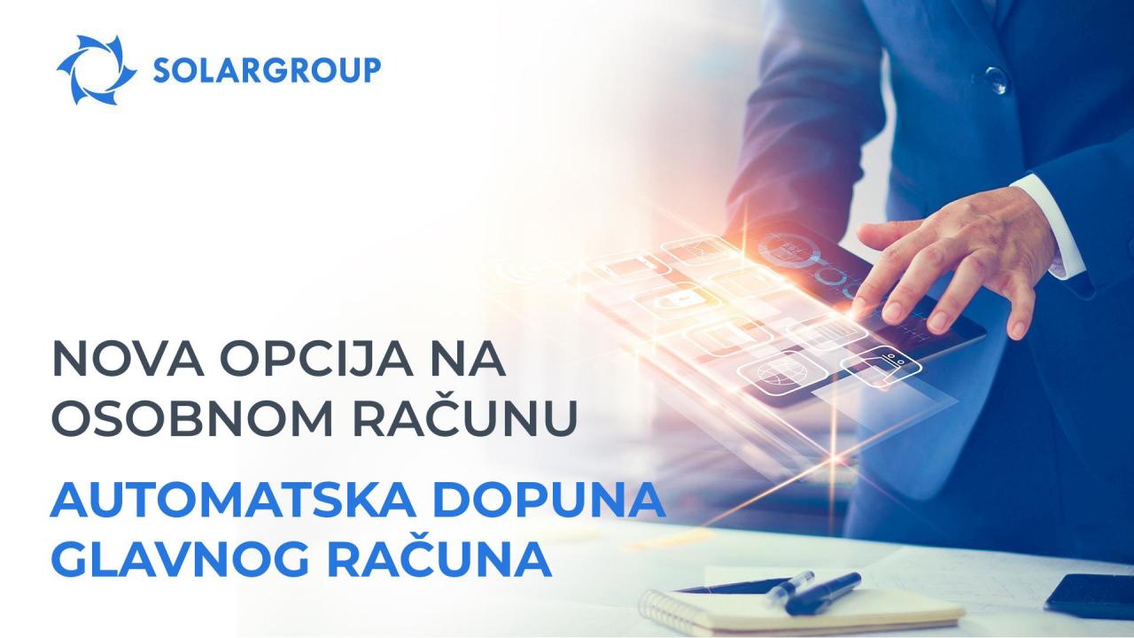 Automatska dopuna glavnog računa: nova opcija na osobnom računu