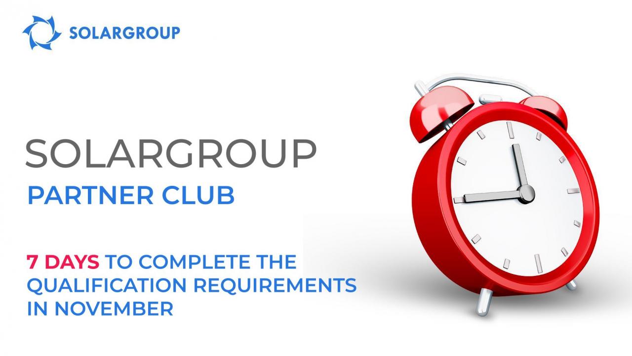 7 days left until the end of the qualification period in SOLARGROUP Partner club