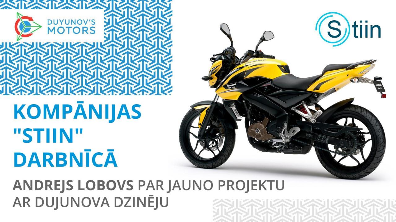 "STIIN" darbnīcā: Andrejs Lobovs par jauno projektu ar Dujunova dzinēju uz motocikla Bajaj Pulsar