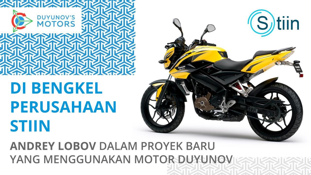 Di bengkel "STIIN": Andrey Lobov dalam proyek baru yang menggunakan motor Duyunov dengan sepeda motor Bajaj Pulsar