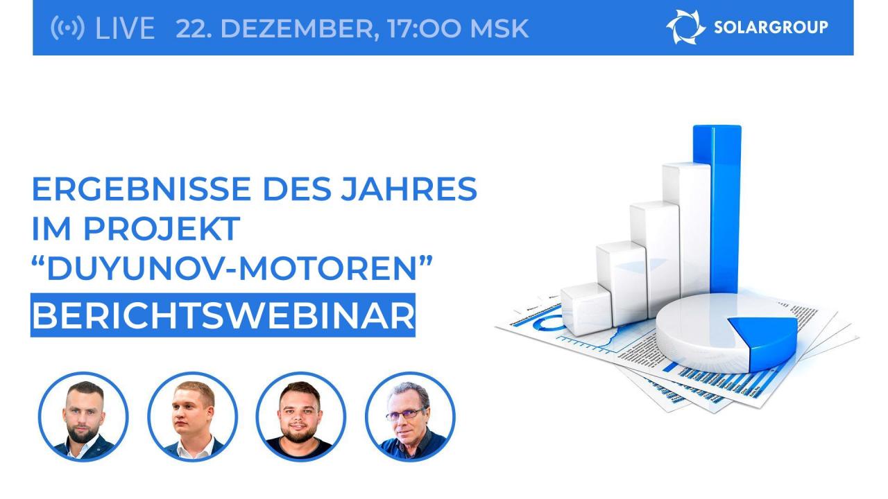 Ergebnisse des Jahres im Projekt "Duyunov-Motoren": Berichtswebinar mit Ausstrahlung in 11 Sprachen