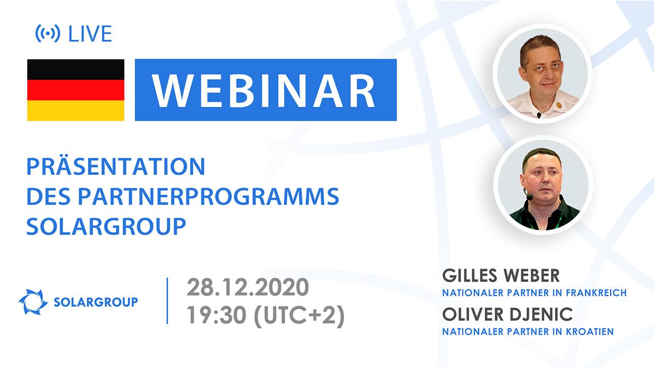 Deutschland. Special guest of the SOLARGROUP webinar