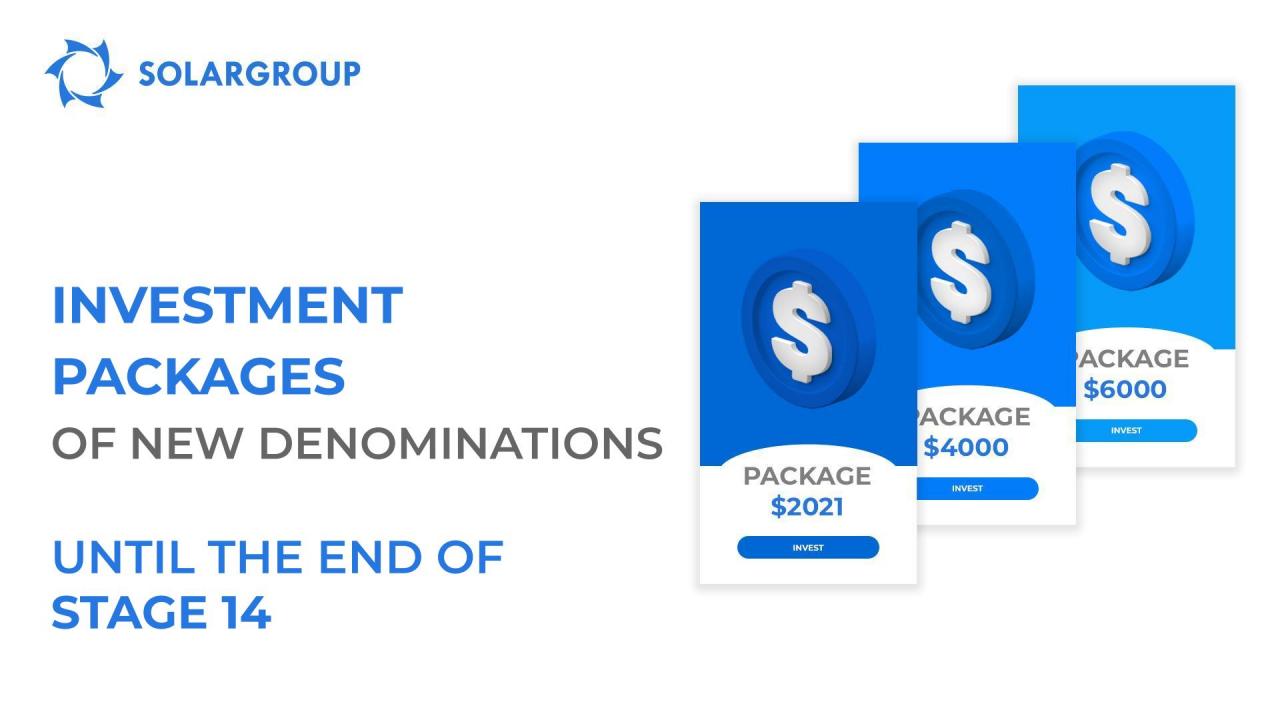 Investment packages of new denominations: until the end of stage 14