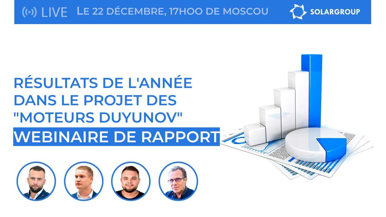 Résultats de l'année 2020 dans le projet des "Moteurs Duyunov". Webinaire avec les premières personnes du projet en direct