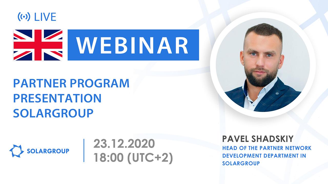 English. Special guest of the SOLARGROUP webinar