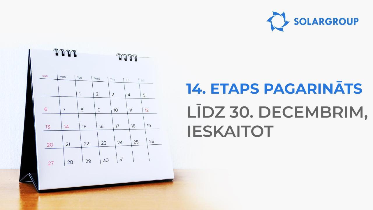 14. etaps pagarināts līdz 30. decembrim, ieskaitot!