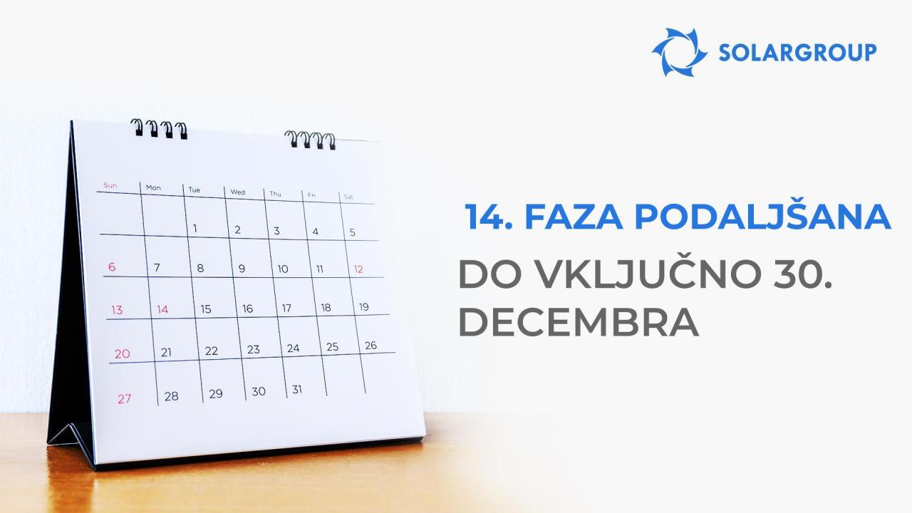 14. faza je podaljšana do vključno 30. decembra!