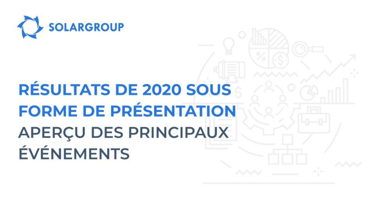 Résultats de 2020 sous forme de présentation