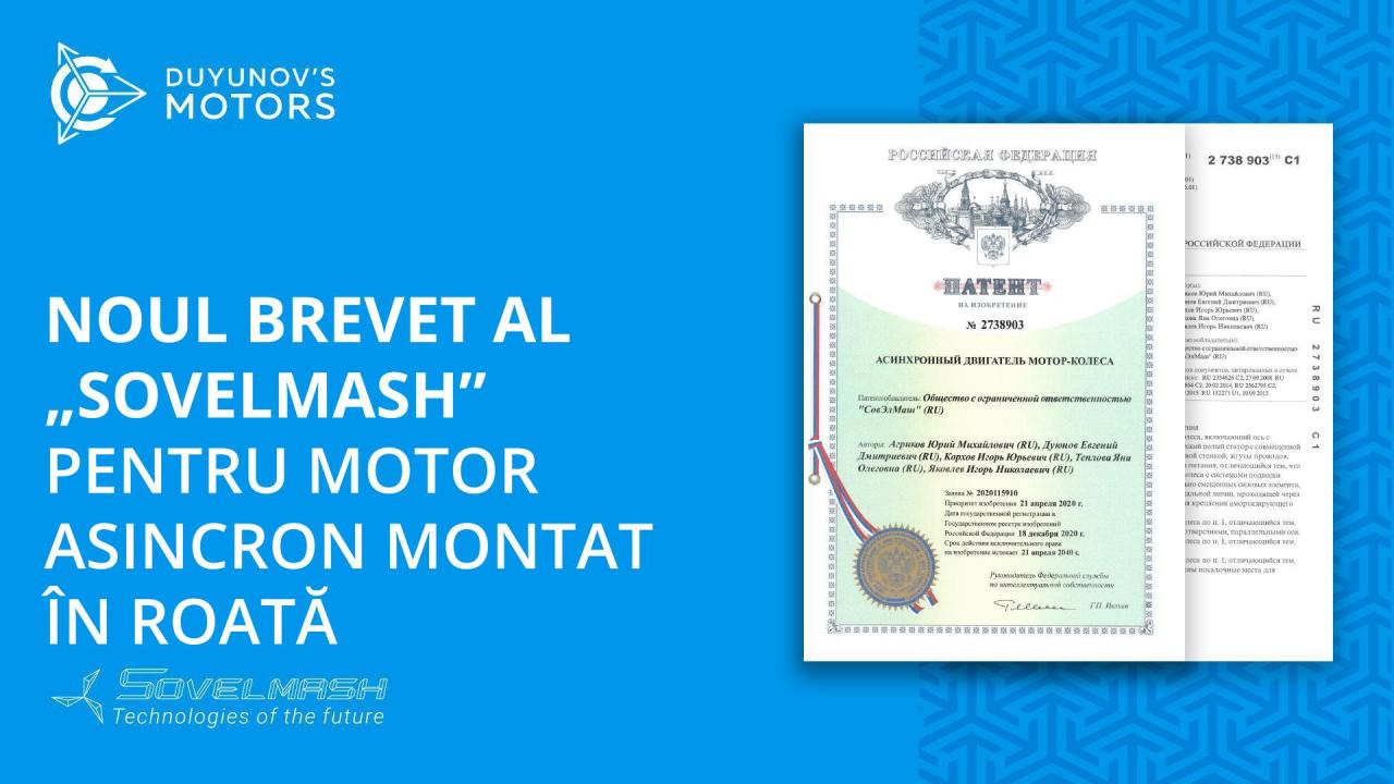 Noul brevet al „SovElMash” pentru motor asincron montat în roată