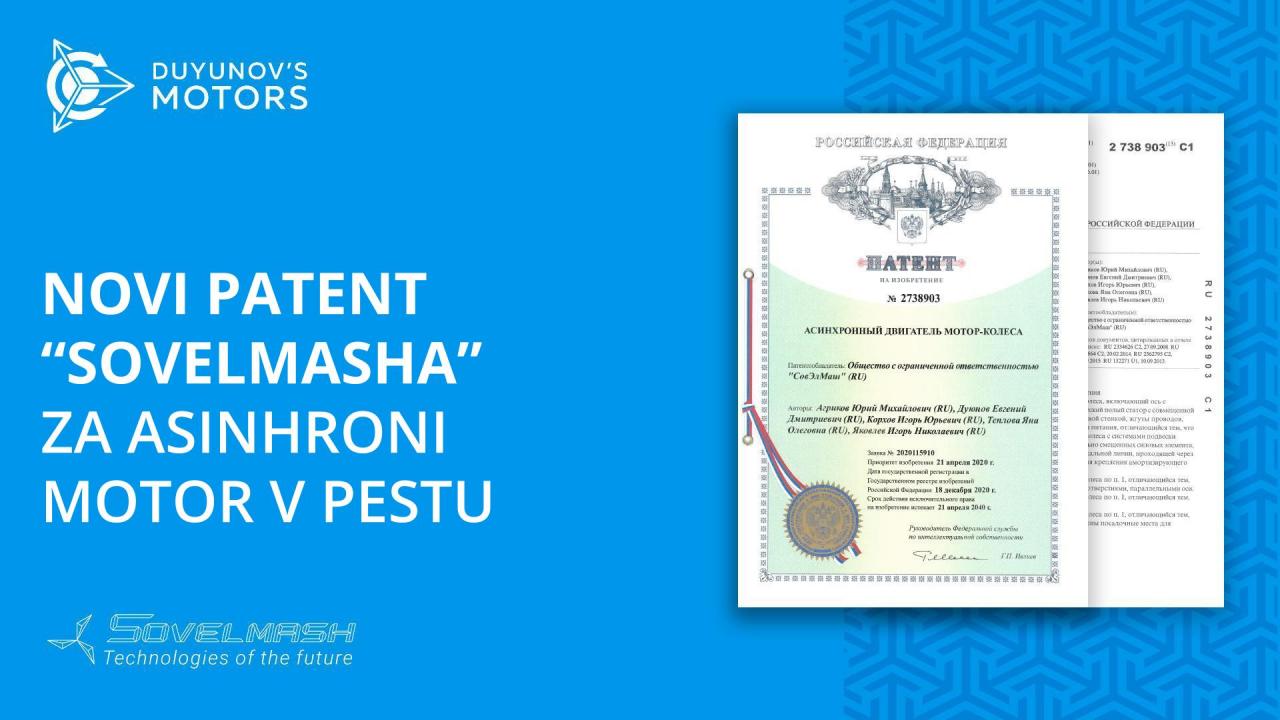 Novi patent "Sovelmasha" za asinhroni motor v pestu