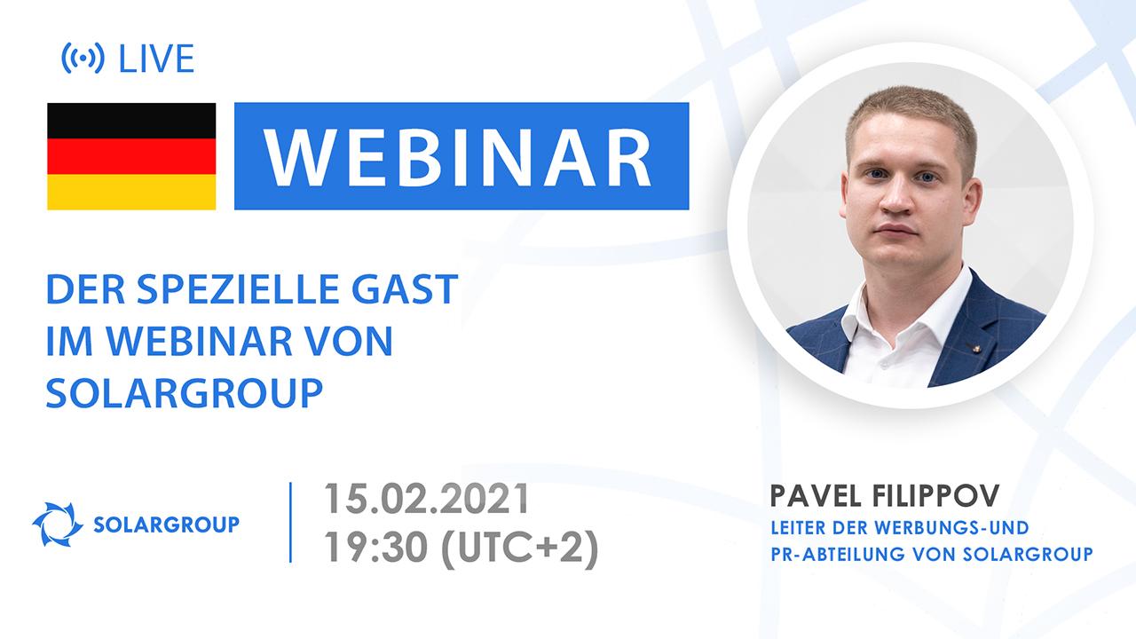 Deutschland. Special guest of the SOLARGROUP webinar