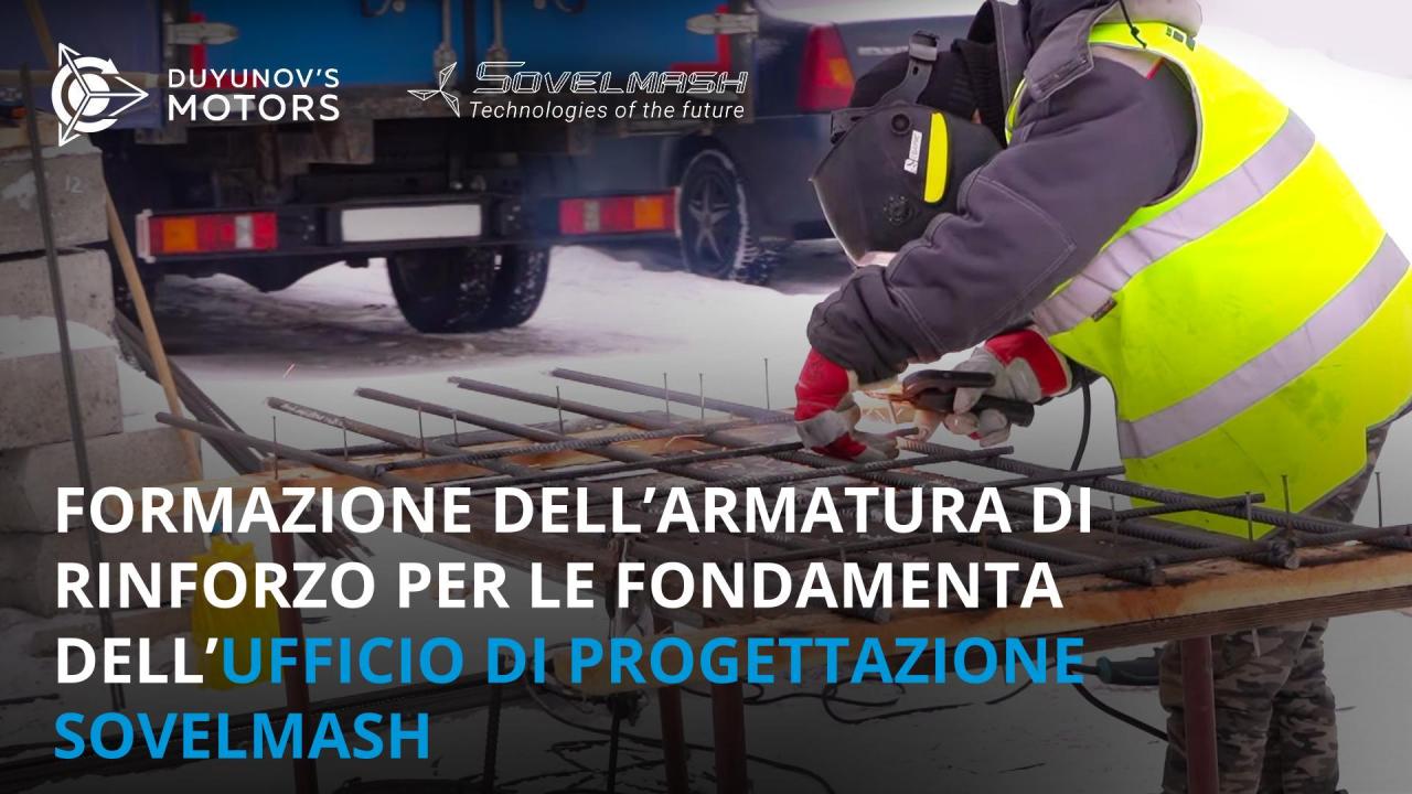 Notizie dal cantiere dell'ufficio di progettazione Sovelmash: formazione dell'armatura di rinforzo per le fondamenta