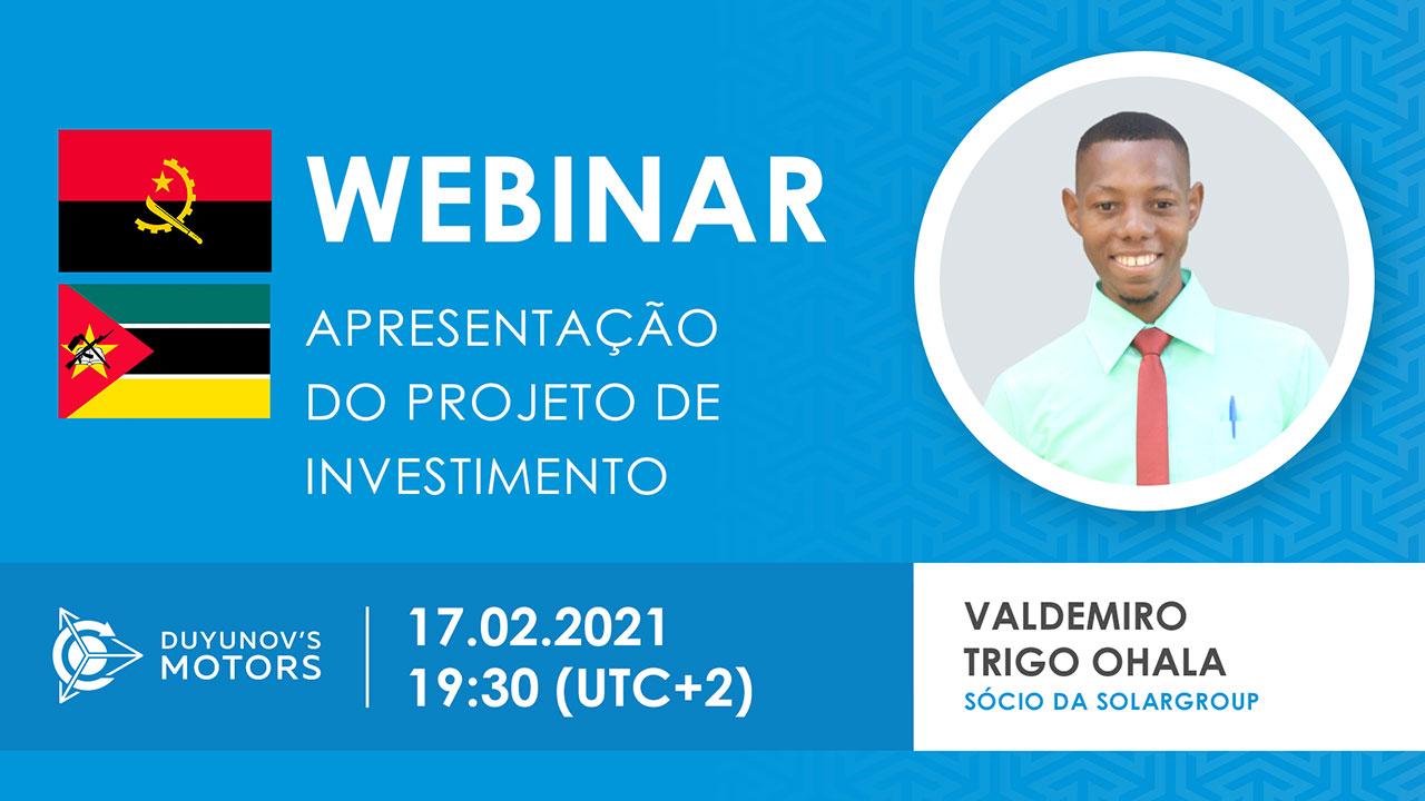 Apresentação do projeto de investimento "Duyunov's motors"