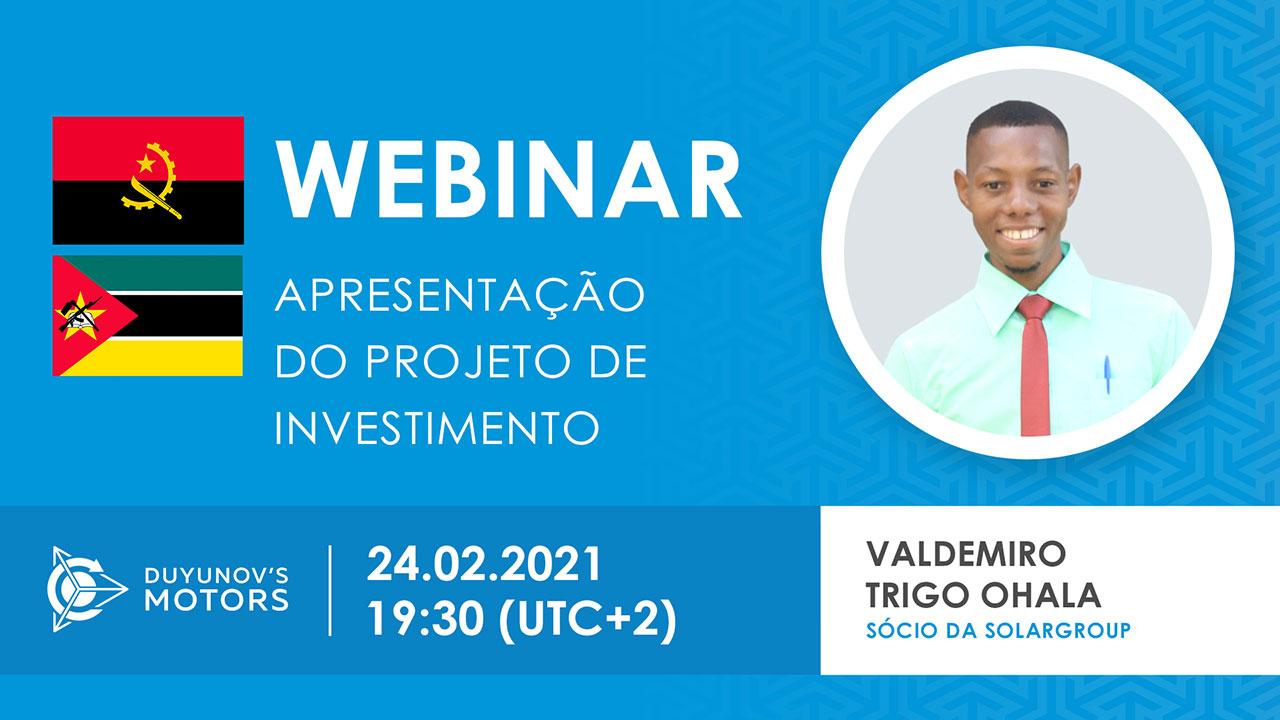 Apresentação do projeto de investimento "Duyunov's motors"