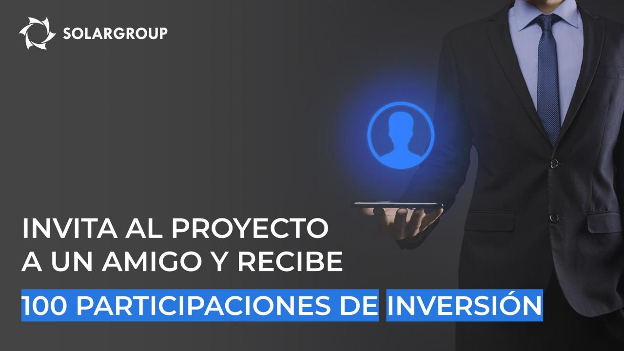 Un fácil comienzo en el negocio de socios: invita a un amigo al proyecto y recibe 100 participaciones de inversión