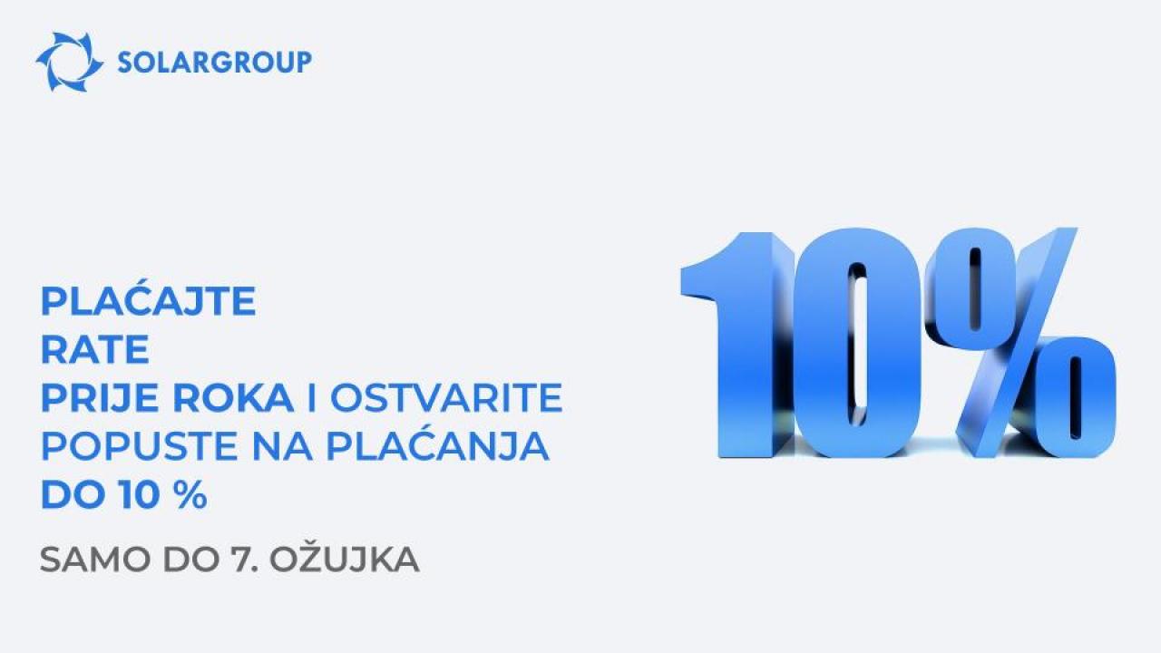 Plaćajte rate prije roka i ostvarite popuste do 10% i bonus udjele. Samo do 7. ožujka!