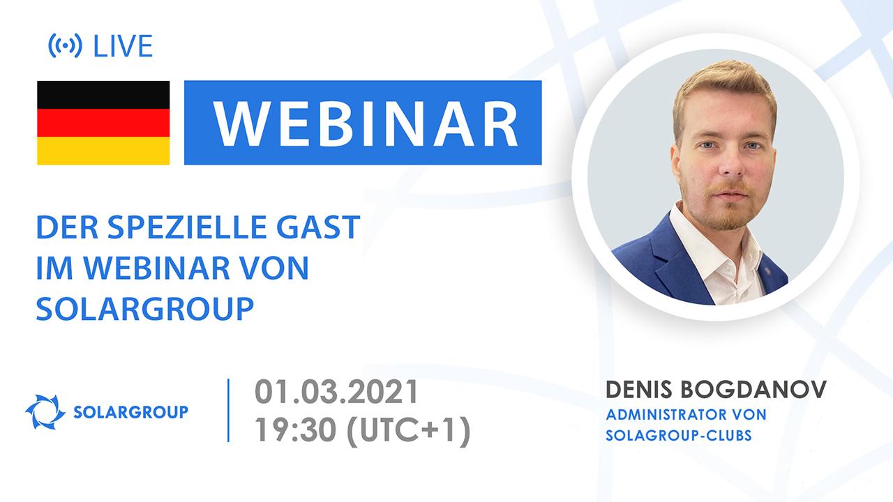 Deutschland. Der spezielle Gast im Webinar von SOLARGROUP