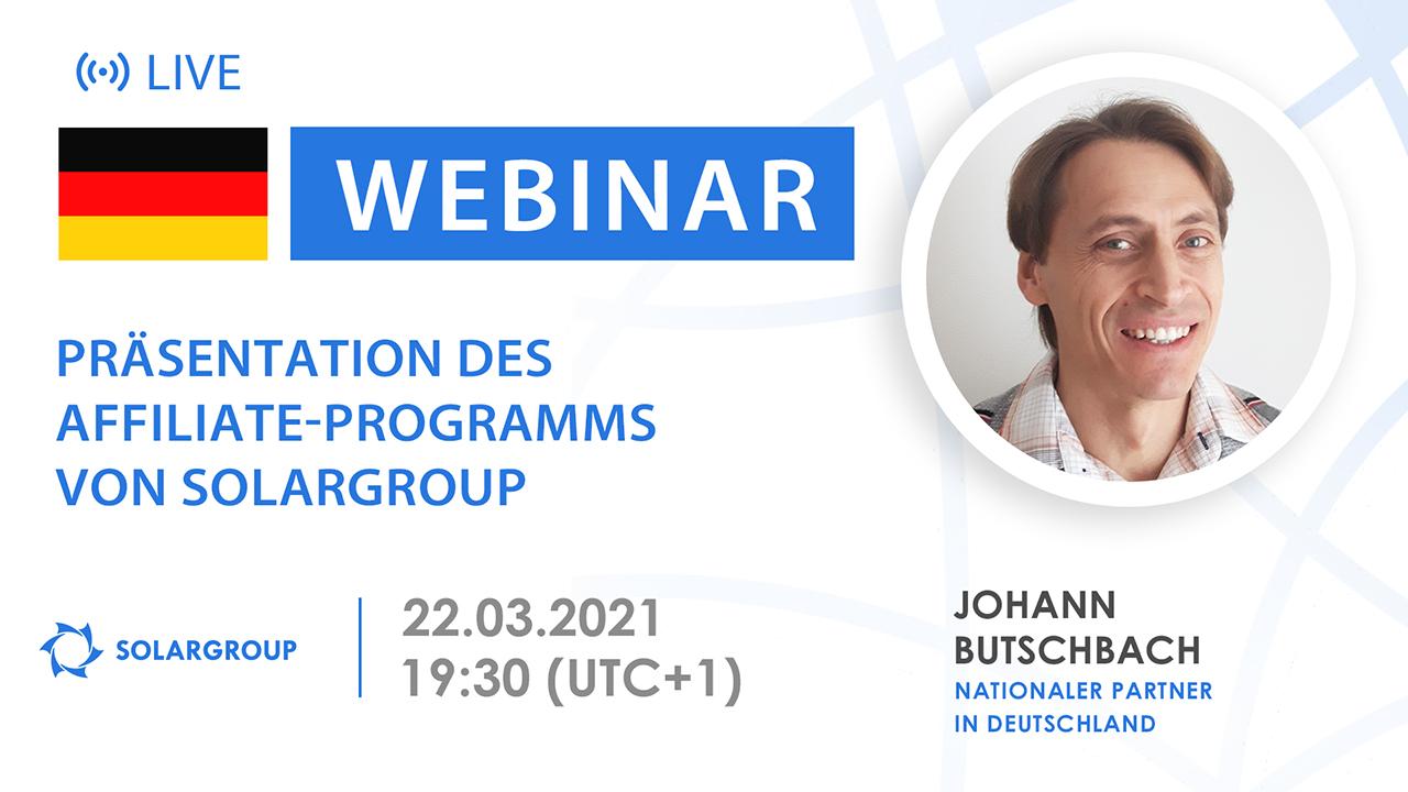 Deutschland. Präsentation des Affiliate-Programms von SOLARGROUP