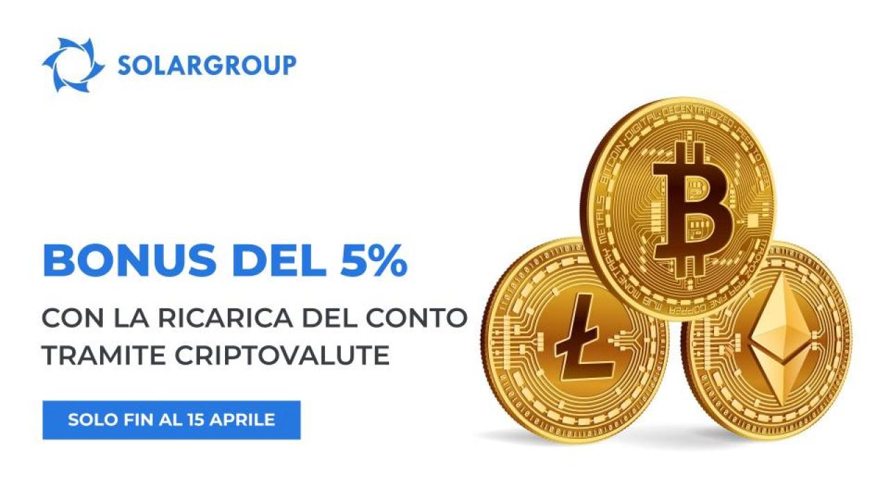 Ricarica il conto nell'area personale con una criptovaluta e ricevi il bonus +5%