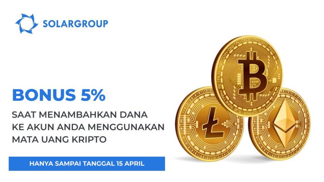 Tambahkan dana ke akun Anda di back office menggunakan mata uang kripto dan dapatkan bonus +5%