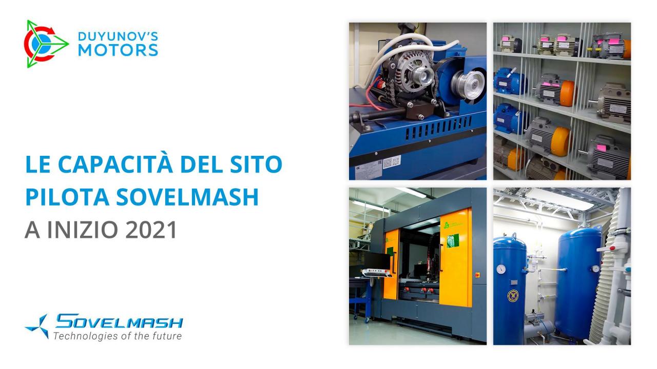 Capacità del sito pilota Sovelmash all'inizio del 2021