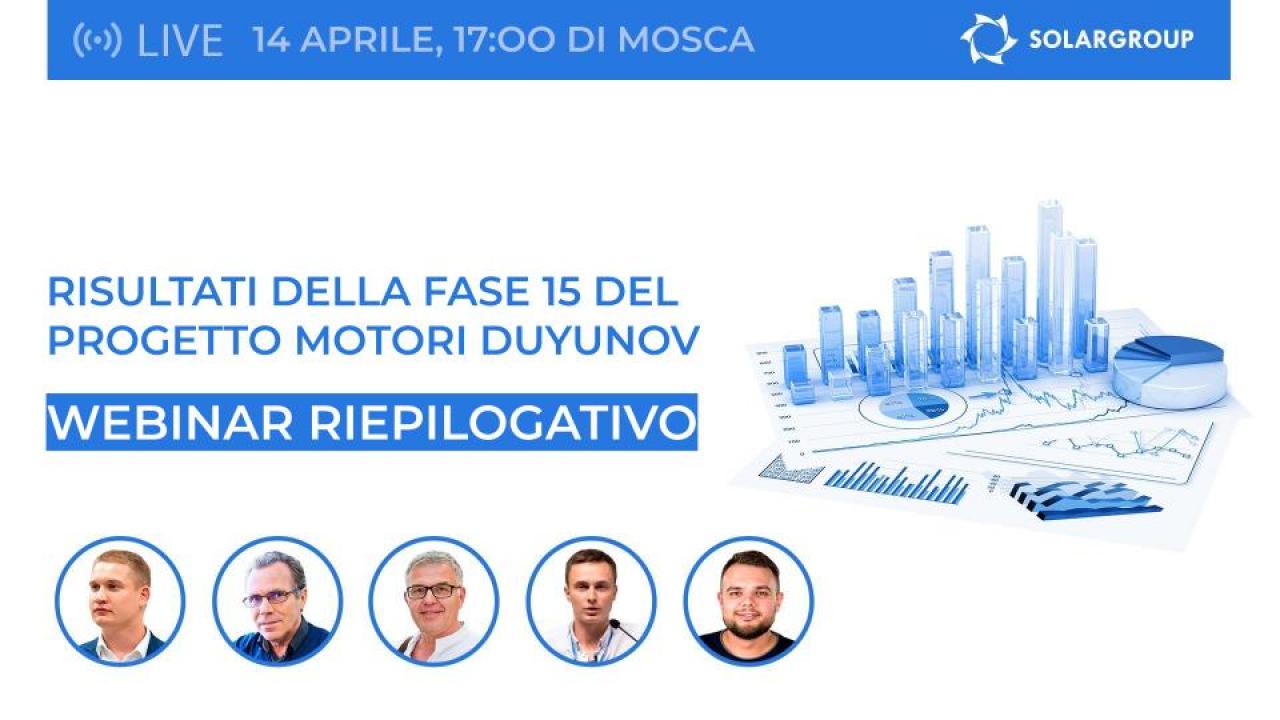 Webinar di riepilogo di SOLARGROUP: i risultati della quindicesima fase nel progetto Motori Duyunov