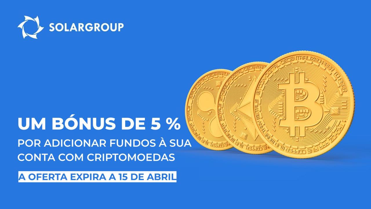 Amanhã é o último dia para obter os bónus decorrentes de acrescentar fundos à sua conta com criptomoedas