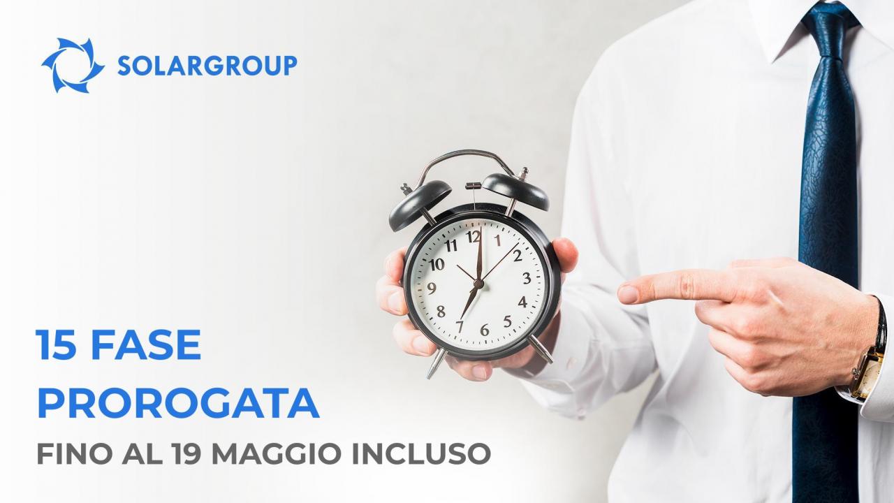 Quindicesima fase di finanziamento del progetto prorogata fino al 19 maggio incluso