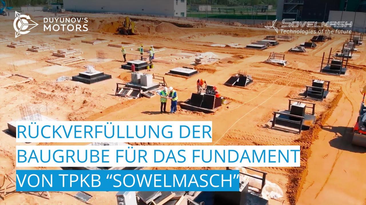 Neues von der "Sowelmasch"-Baustelle | Rückverfüllung der Baugrube mit schichtweiser Bodenverdichtung