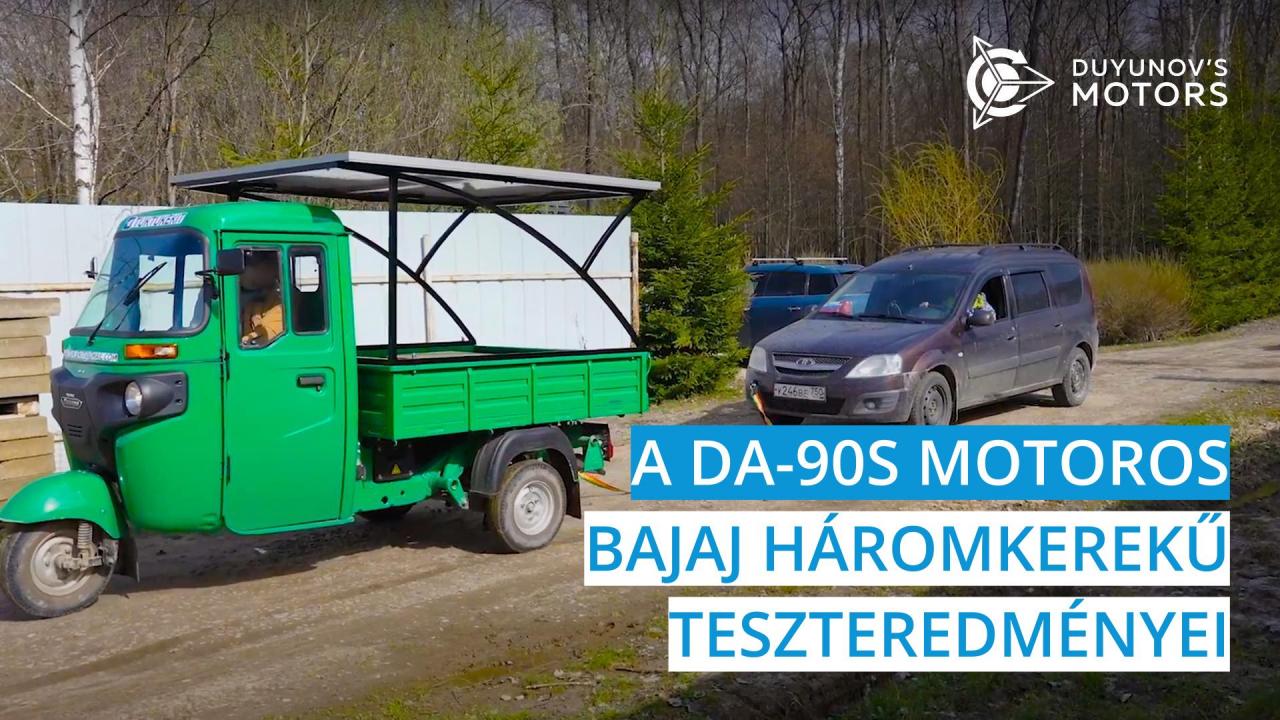 A DA-90S motoros, korszerűsített háromkerekű teszteredményei