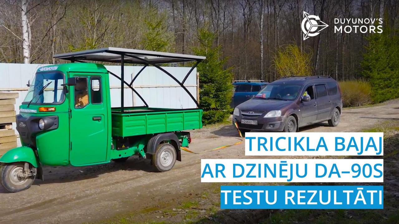 Modernizētā tricikla ar dzinēju DA–90S testu rezultāti