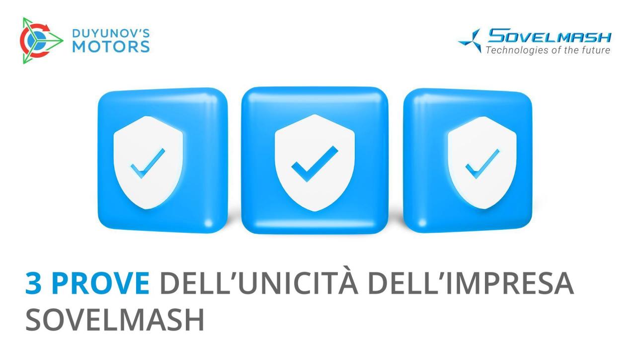 3 prove dell'unicità dell'impresa Sovelmash