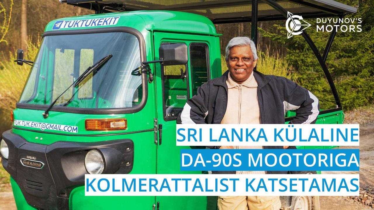 Külaline Sri Lankalt DA-90S mootoriga kolmerattalist katsetamas