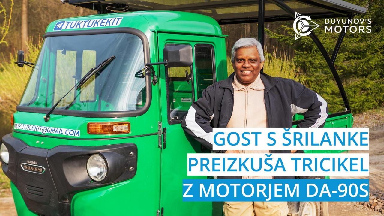 Gost s Šrilanke preizkuša tricikel z motorjem DA-90S