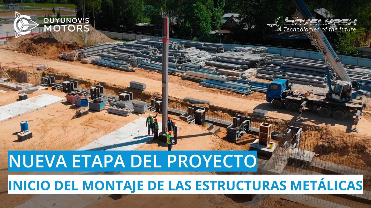 En el emplazamiento de obra de la OTPD "Sovelmash" comenzó el montaje de la estructuras metálicas