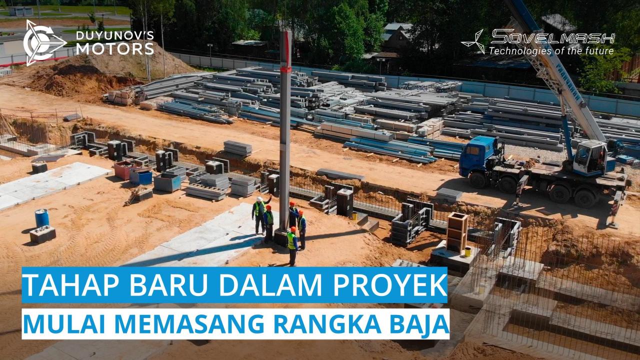 Pemasangan rangka baja di lokasi konstruksi D&E "Sovelmash" telah dimulai