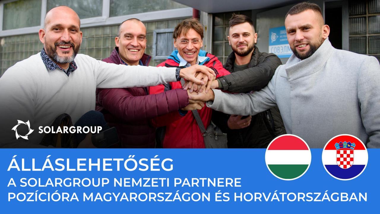 Álláslehetőség Magyarországon és Horvátországban a SOLARGROUP nemzeti partnere pozícióra.