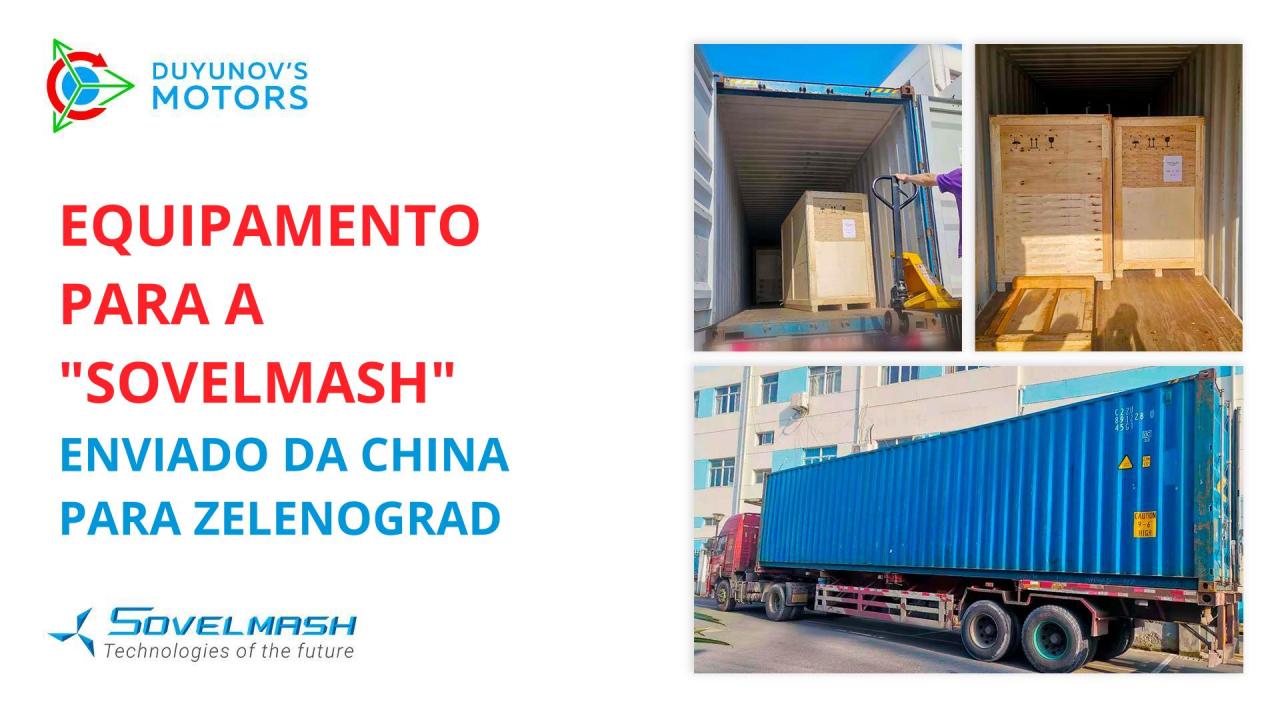 Equipamento destinado à linha de produção automatizada da "Sovelmash" enviado da China para Zelenograd