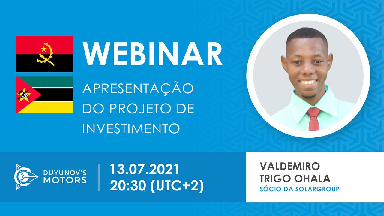 Mozambique / Angola.Apresentação do projeto de investimento "Duyunov's motors"