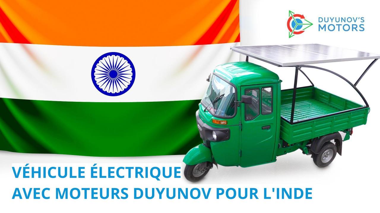 Véhicule électrique avec moteurs Duyunov pour l'Inde: nouveaux développements et plans