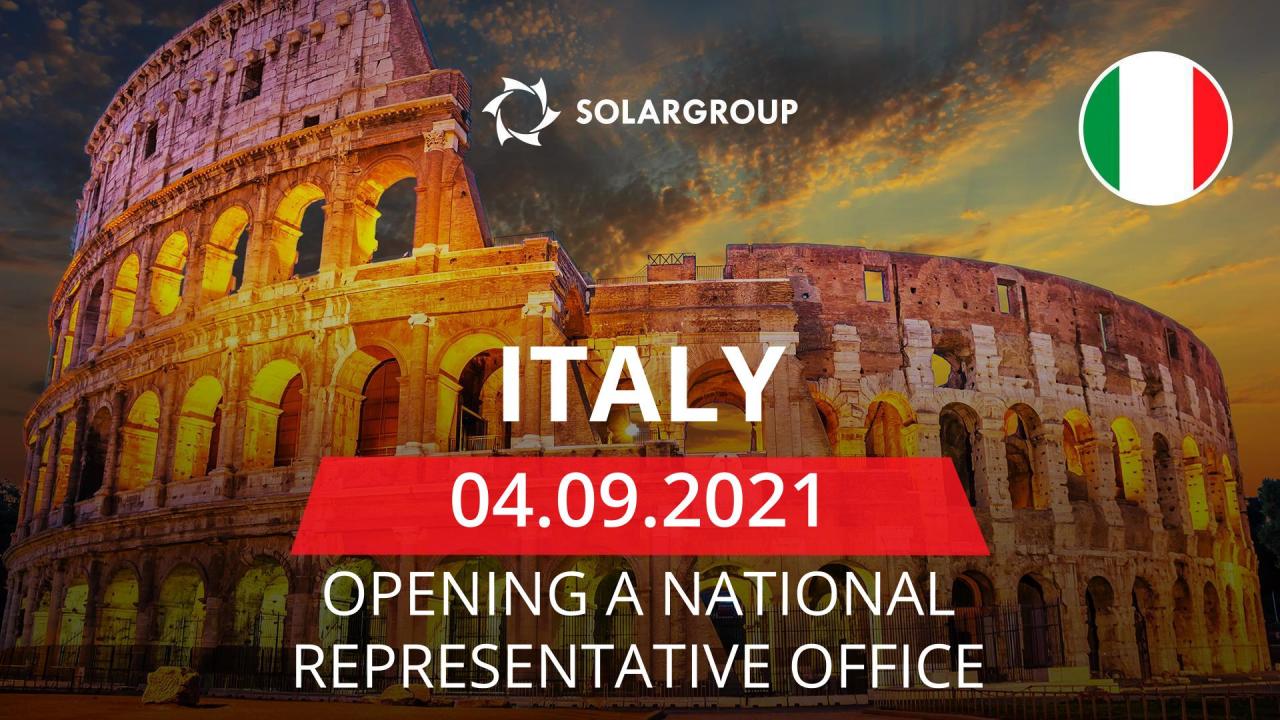 A national representative office of SOLARGROUP opens in Italy