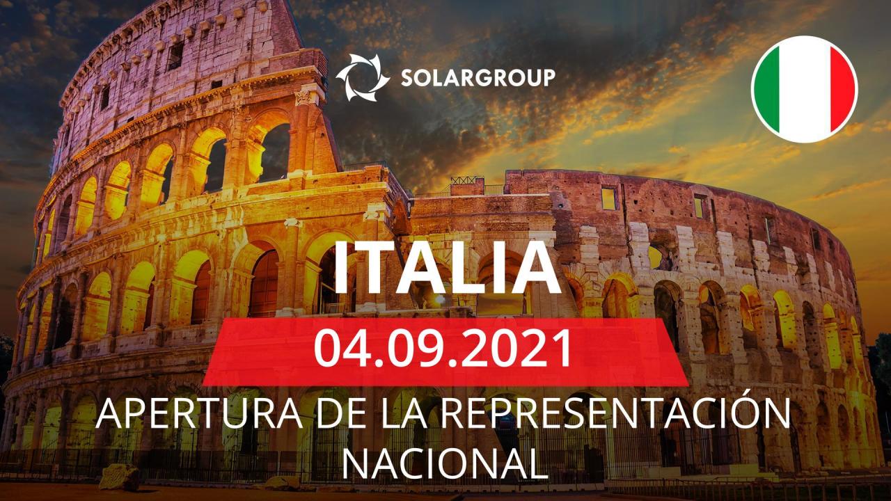 En Italia se abrirá la representación nacional de la empresa SOLARGROUP