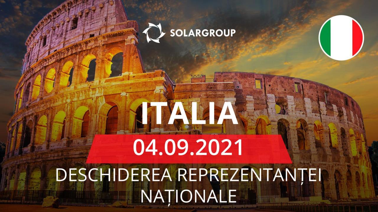 În Italia se va deschide o reprezentanță națională a companiei SOLARGROUP