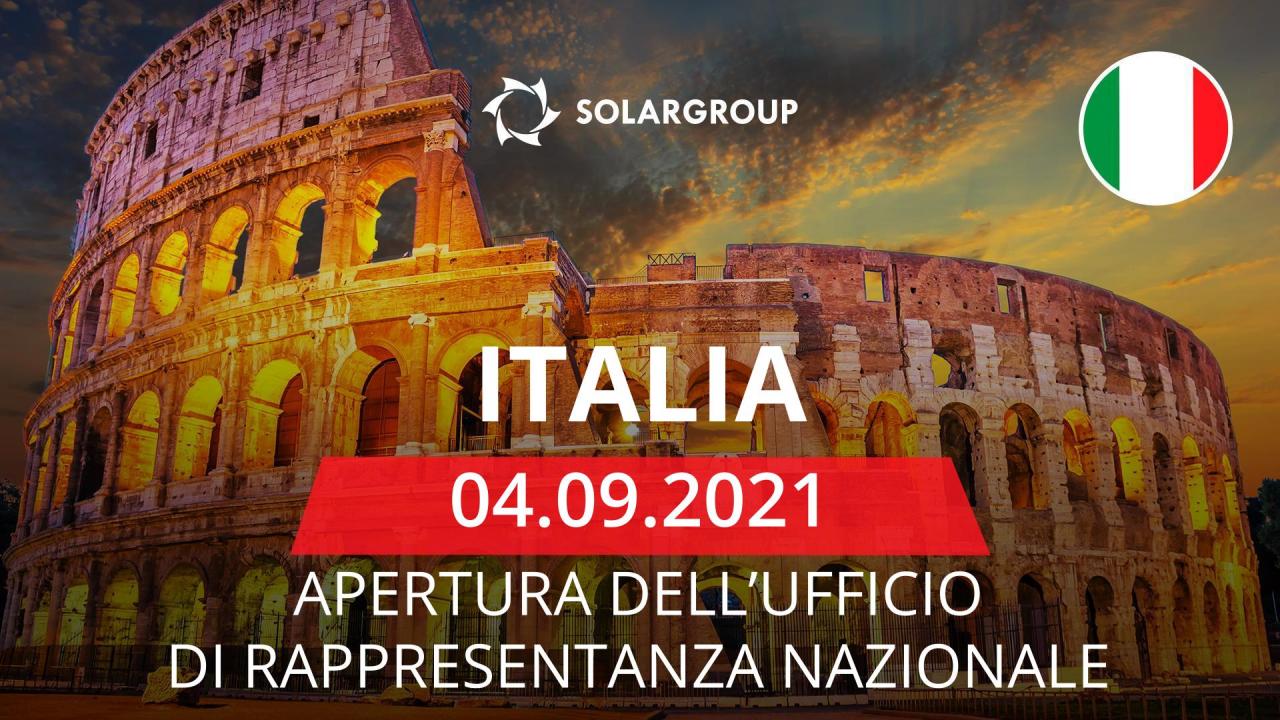 In Italia aprirà un ufficio di rappresentanza nazionale di SOLARGROUP