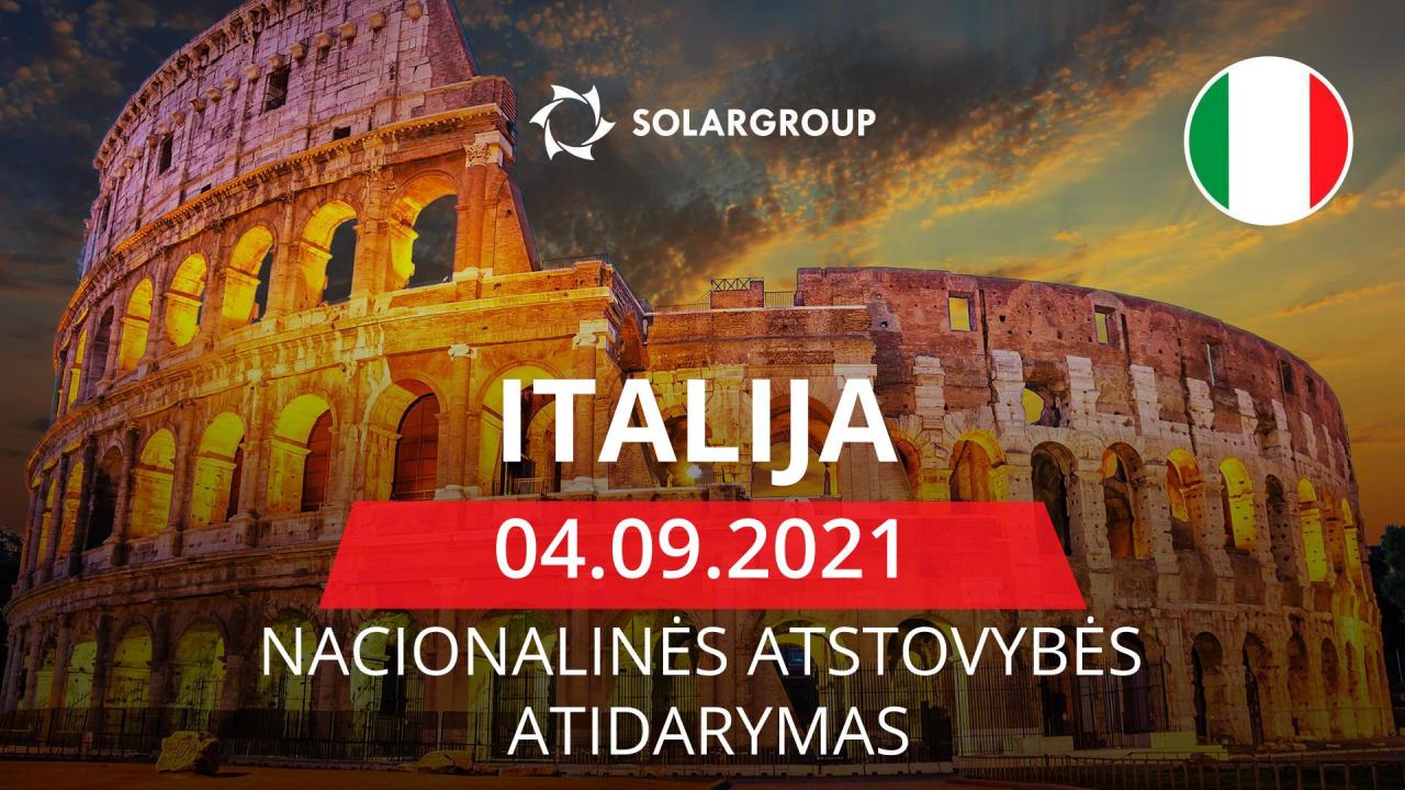 Italijoje atidaroma nacionalinė bendrovės SOLARGROUP atstovybė